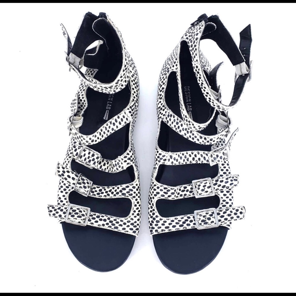 Design lab Leopard Spotted gladiator sandals.